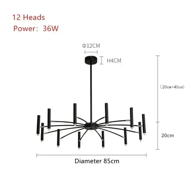 Modern black radial led ceiling pendant lamp for living room
