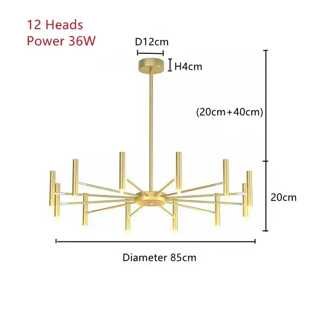Modern black radial led ceiling pendant lamp for living room