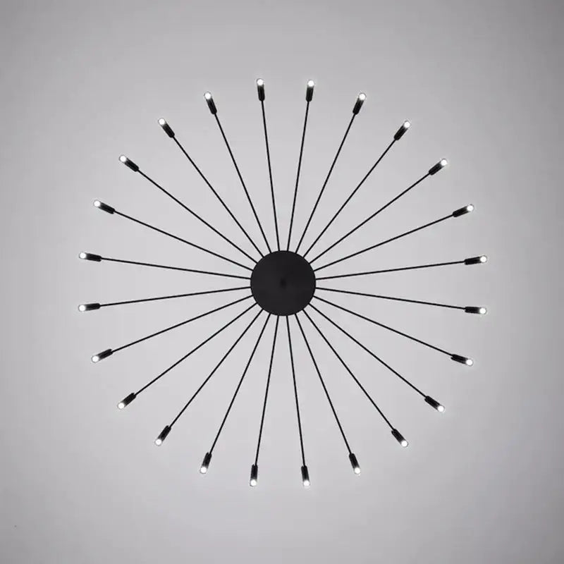 Modern black radial led ceiling pendant lamp for living room