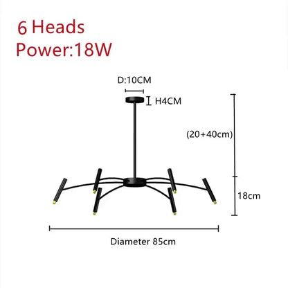 Modern black radial led ceiling pendant lamp for living room