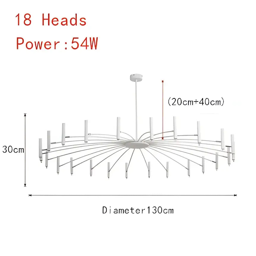 Modern black radial led ceiling pendant lamp for living room