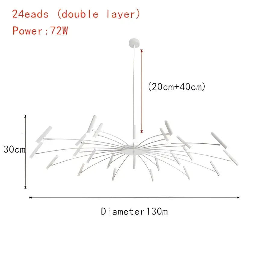 Modern black radial led ceiling pendant lamp for living room