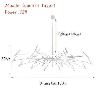 Modern black radial led ceiling pendant lamp for living room
