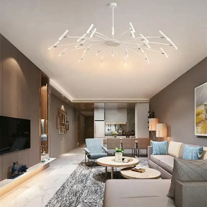 Modern black radial led ceiling pendant lamp for living room