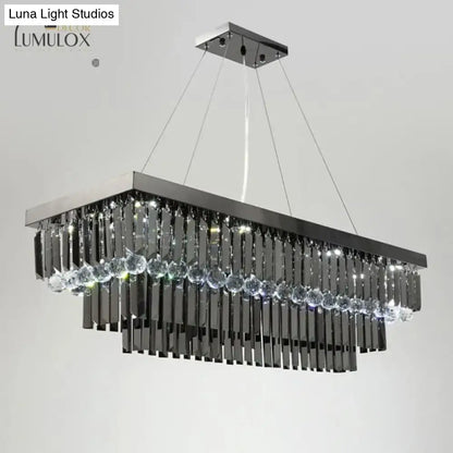 Modern black rectangle crystal chandelier dining room hanging light