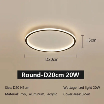Modern black rectangular led ceiling lamp living room dimmable light
