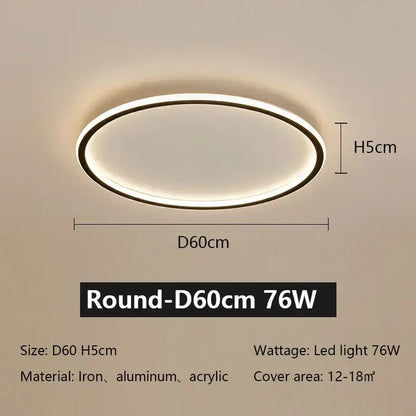 Modern black rectangular led ceiling lamp living room dimmable light