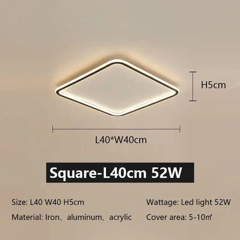 Modern black rectangular led ceiling lamp living room dimmable light