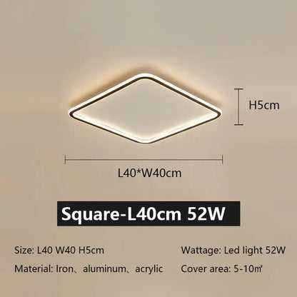 Modern black rectangular led ceiling lamp living room dimmable light