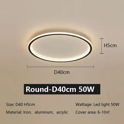 Modern black rectangular led ceiling lamp living room dimmable light