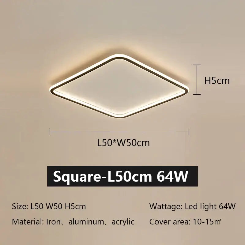 Modern black rectangular led ceiling lamp living room dimmable light