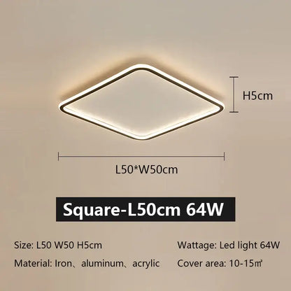Modern black rectangular led ceiling lamp living room dimmable light