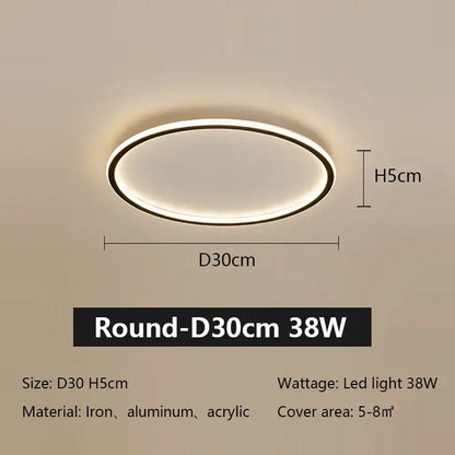 Modern black rectangular led ceiling lamp living room dimmable light