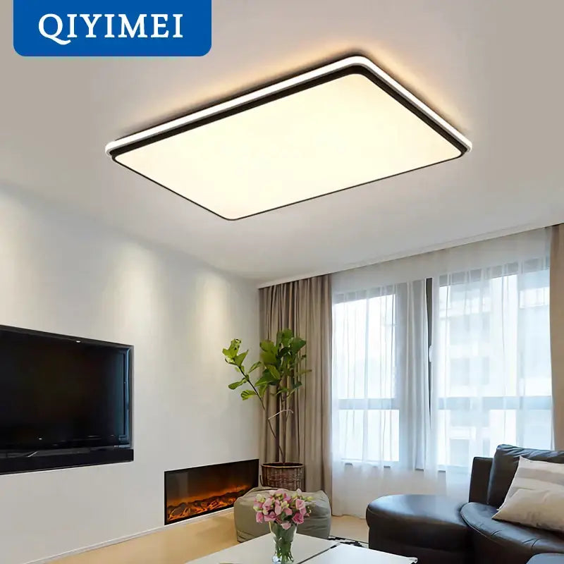 Modern black rectangular led ceiling lamps for living room
