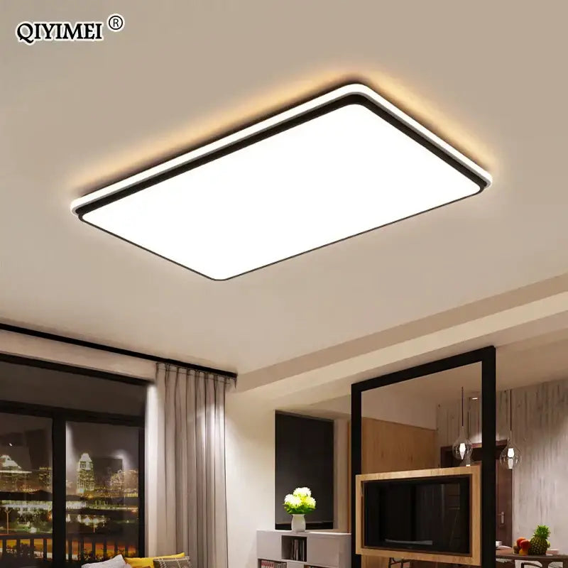 Modern black rectangular led ceiling lamps for living room