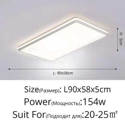 Modern black rectangular led ceiling lamps for living room