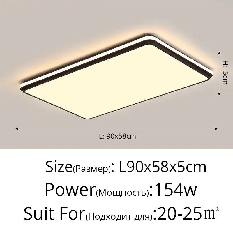 Modern black rectangular led ceiling lamps for living room