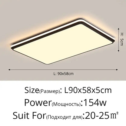 Modern black rectangular led ceiling lamps for living room