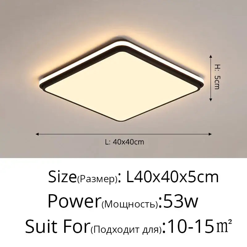 Modern black rectangular led ceiling lamps for living room