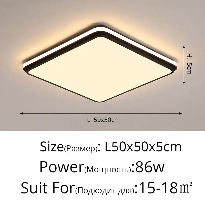 Modern black rectangular led ceiling lamps for living room