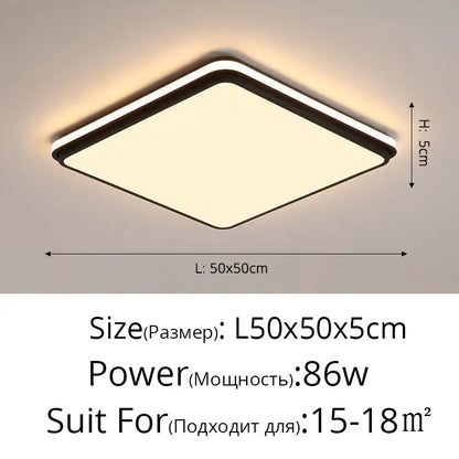Modern black rectangular led ceiling lamps for living room