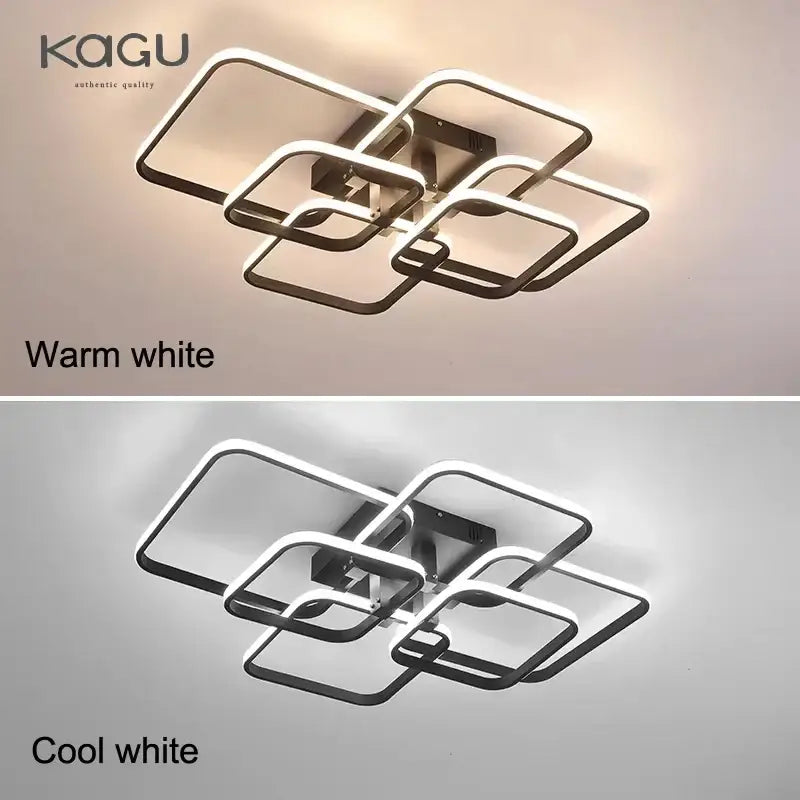 Modern black rectangular led ceiling light living room fixture