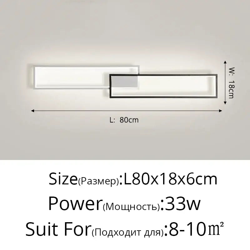 Modern black rectangular led ceiling light living room fixture