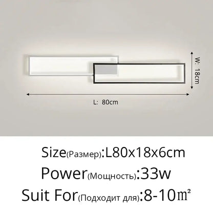 Modern black rectangular led ceiling light living room fixture