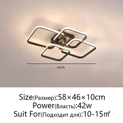 Modern black rectangular led ceiling light living room fixture