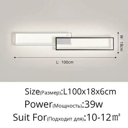 Modern black rectangular led ceiling light living room fixture