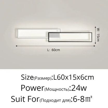 Modern black rectangular led ceiling light living room fixture