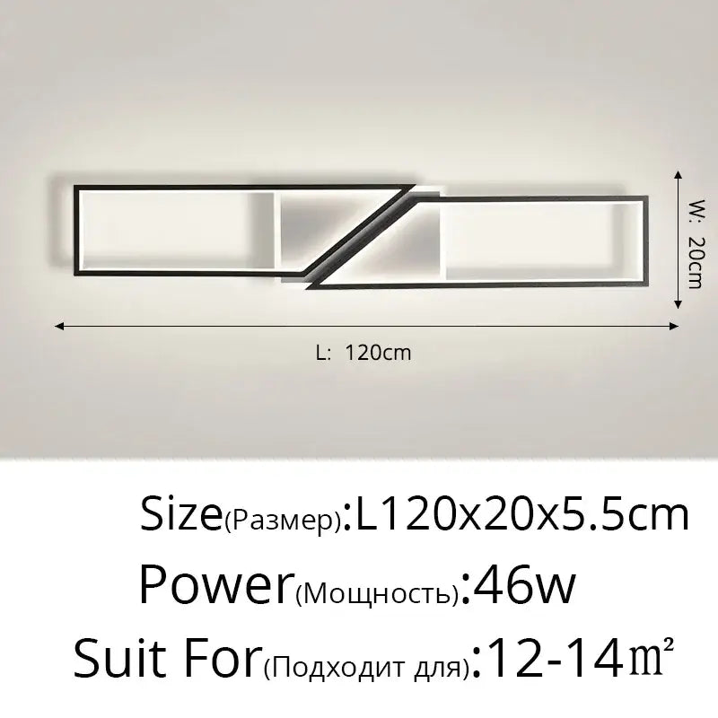 Modern black rectangular led ceiling light living room fixture