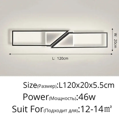 Modern black rectangular led ceiling light living room fixture