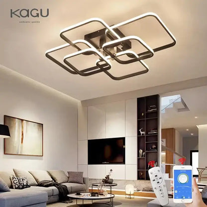 Modern black rectangular led ceiling light living room fixture