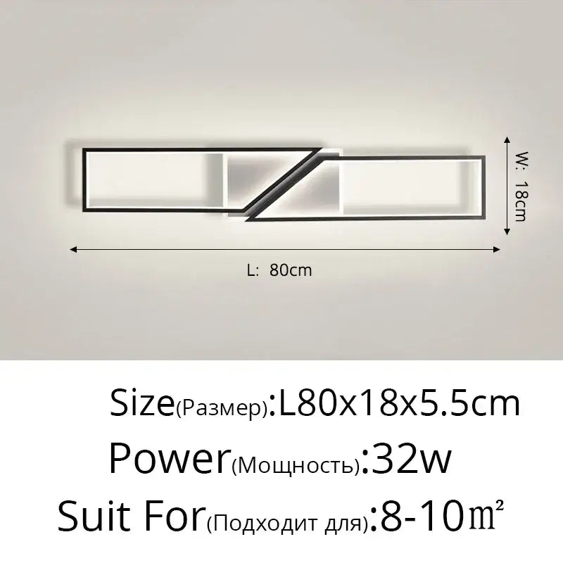 Modern black rectangular led ceiling light living room fixture