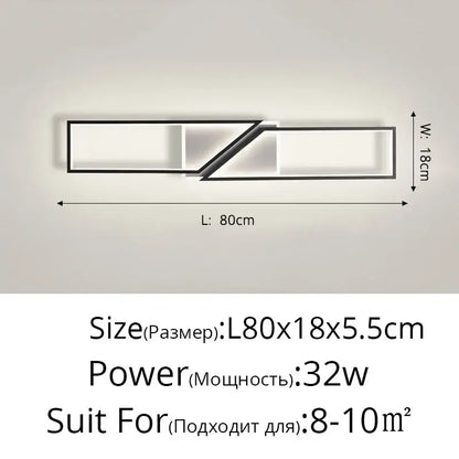 Modern black rectangular led ceiling light living room fixture