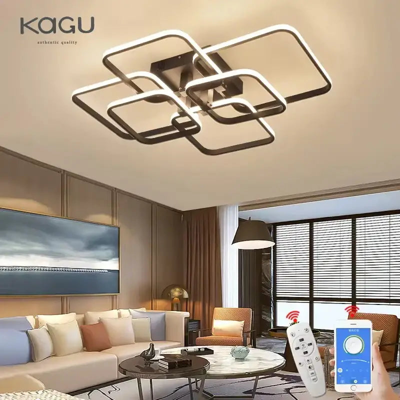 Modern black rectangular led ceiling light living room fixture