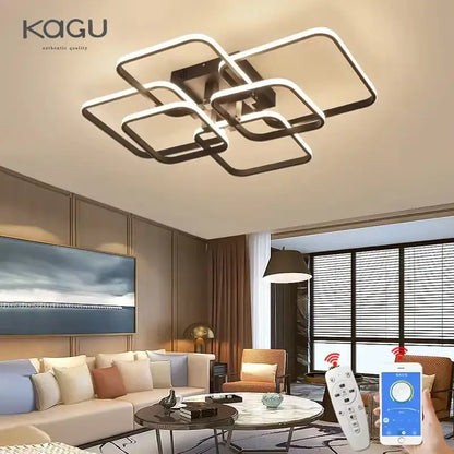 Modern black rectangular led ceiling light living room fixture