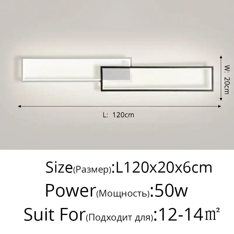 Modern black rectangular led ceiling light living room fixture