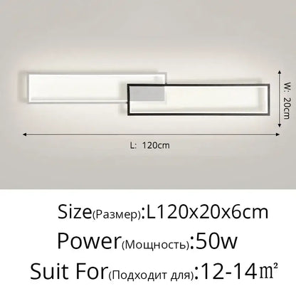 Modern black rectangular led ceiling light living room fixture