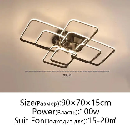 Modern black rectangular led ceiling light living room fixture