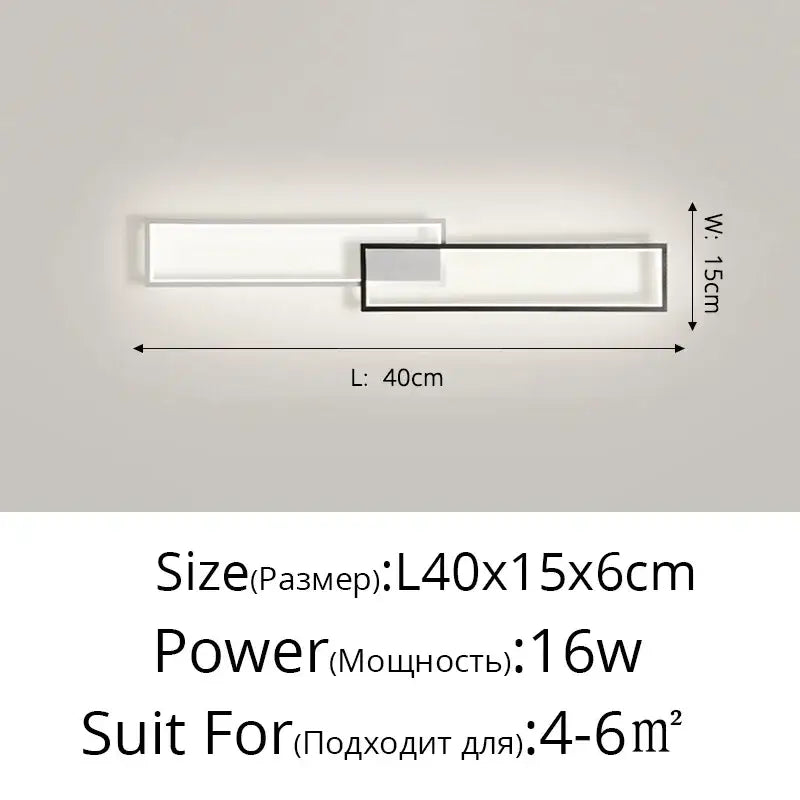 Modern black rectangular led ceiling light living room fixture