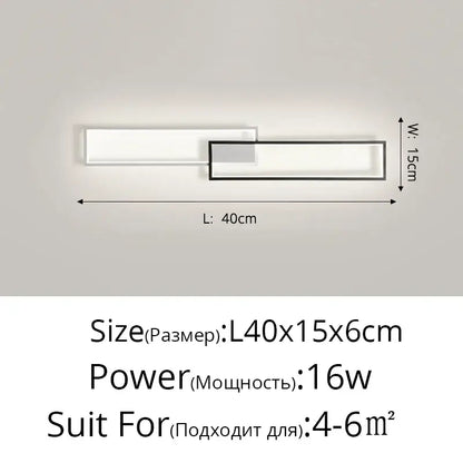 Modern black rectangular led ceiling light living room fixture