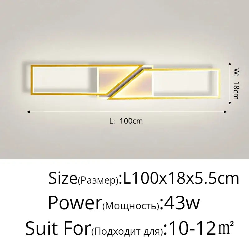 Modern black rectangular led ceiling light living room fixture