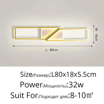 Modern black rectangular led ceiling light living room fixture