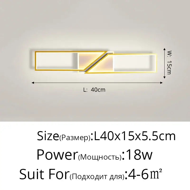 Modern black rectangular led ceiling light living room fixture