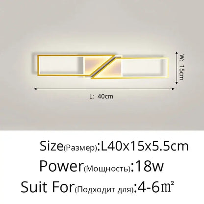 Modern black rectangular led ceiling light living room fixture