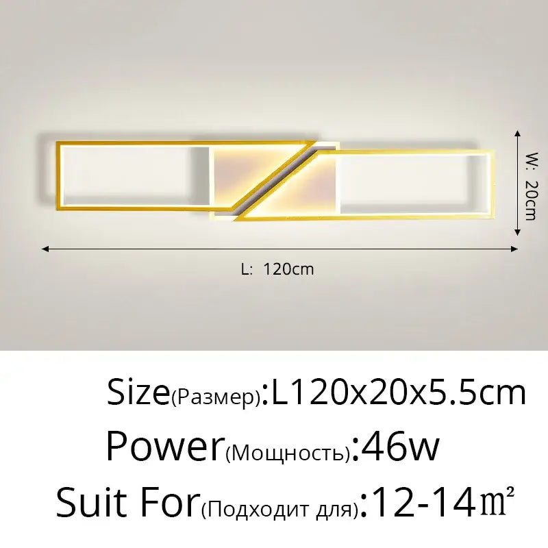 Modern black rectangular led ceiling light living room fixture