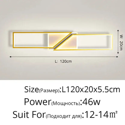 Modern black rectangular led ceiling light living room fixture