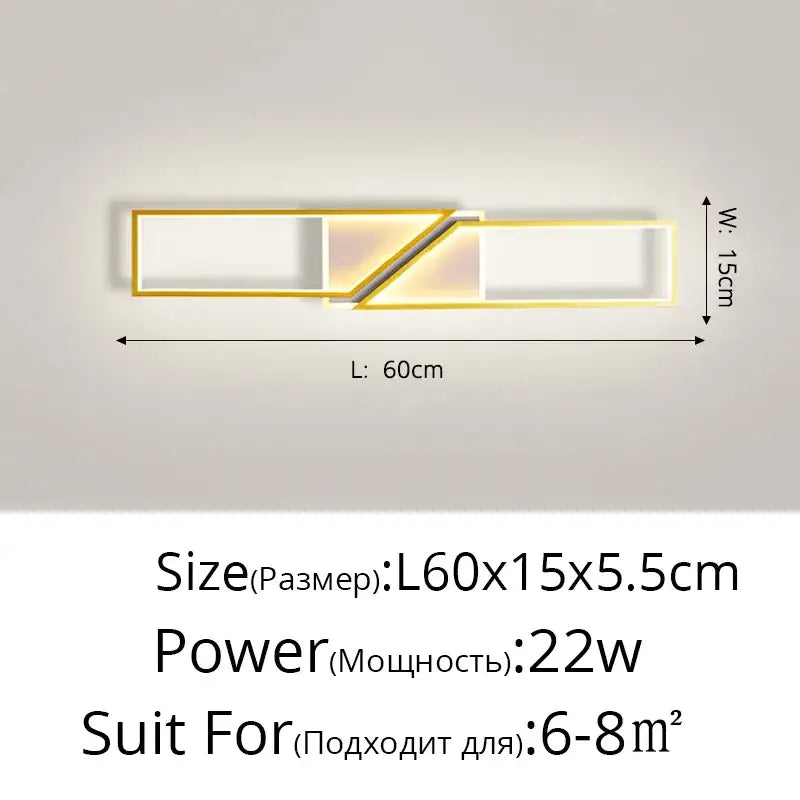 Modern black rectangular led ceiling light living room fixture